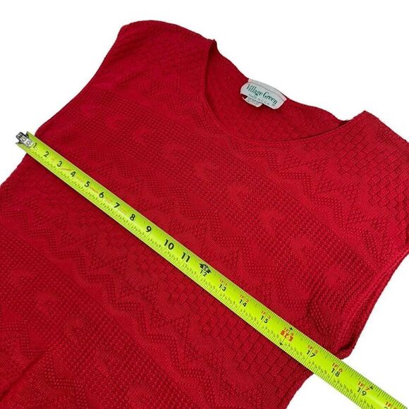 Vintage Village Green 100% cotton Red Knit Sweater Vest Size M - Picture 7 of 9